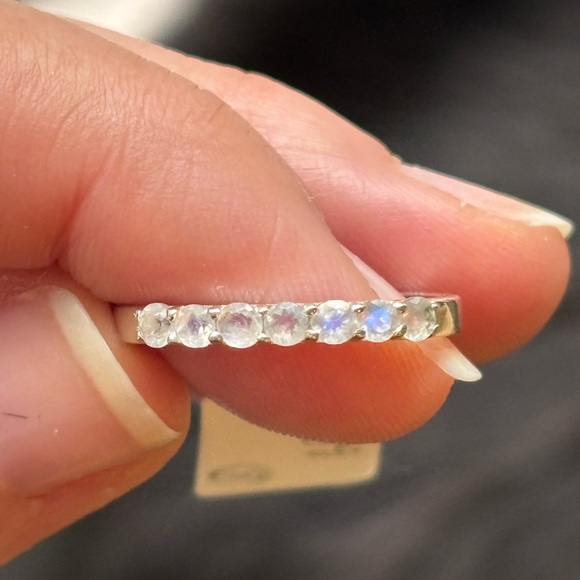Jewelry - 925 Genuine Rainbow Moonstone 7 Stone Band Ring Sterling Silver
